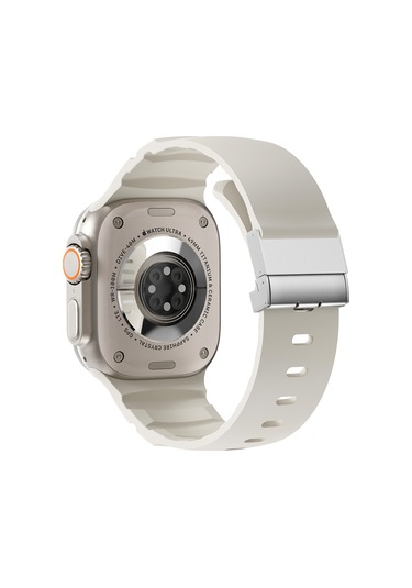 Apple Watch Seri 10-11 46mm Kordon 2/3/4/5/6/se/7/8/9 44-45-49mm Kd-145 Metal Tokalı Silikon Kordon