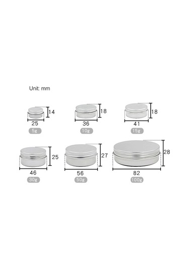 Sones 5 Adet İplik Doldurulabilir Alüminyum Paketleme Kutusu Kozmetik Küçük Saklama Kutusu, Kapasite: 100g Gümüş