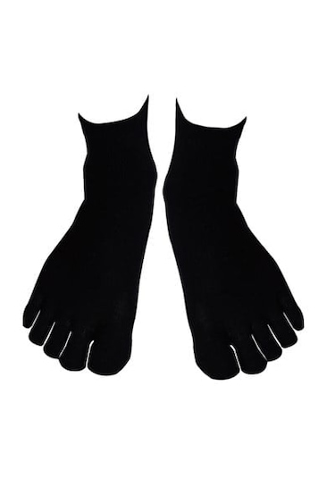 Parmak Çorap Siyah Bambu Mantar Önleyici Ve İpeksi Dokunuş Pa...