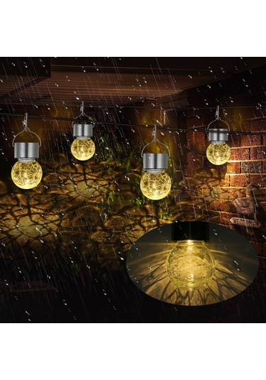 Tenfowee Güneş Enerjili Fıtık Topu Avize, Ip44 Su Geçirmez, 300mah Şarjlı Pil, 0.1w Led, Beyaz Işık, Tekli Paket Beyaz