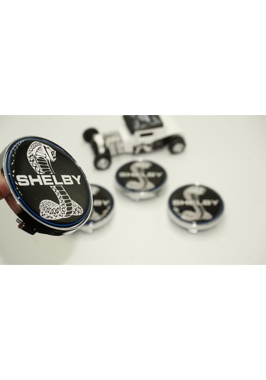 Ford Mustang Shelby Kobra Logo Jant Göbeği Kapak Seti  60mm