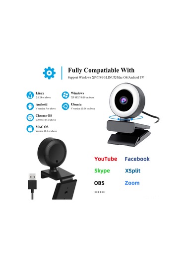 Youtek 1080p Otomatik Odaklı Web Kamerası - Düşük Işıkta Aydınlatma, Mikrofonlu, Sürücü Gerektirmeyen Canlı Yayın Ve Konferanslar İçin