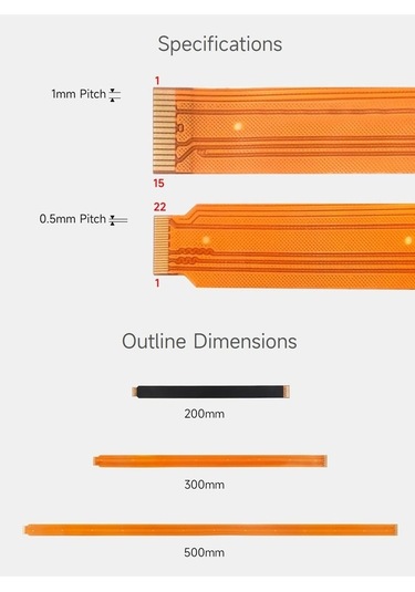 Fortunelane 3pcs Dsi Fpc Raspberry Pi 5, 22pin-15pin Esnek Kablo, 500mm, Dsi Ekranlar İçin Uygun
