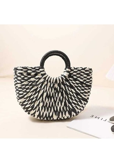 Willowhaven Kadın Saman Tote Çanta - Büyük Kapasiteli, Yarım Yuvarlak, Renk Çatışmalı Dokuma Çanta - Yaz Plaj El Çantası Çok Renkli