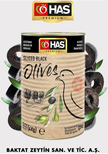 Has Premium Dilimlenmiş Siyah Zeytin 5/1 4 KG