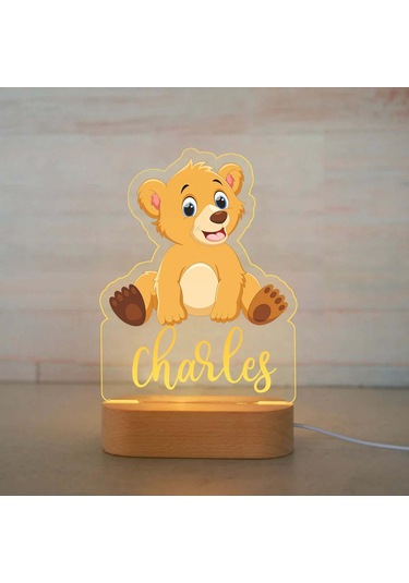 Kişiye Özel Çocuklar İçin Hayvan Gece Lambası İsimli Akrilik Lamba 15 Çok Renkli