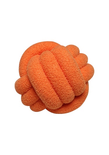 Düğümlü Top Atmak Yastık Kuzu Yün Rulo Kanepe Atmak Yastık 35cm-17 Ekru