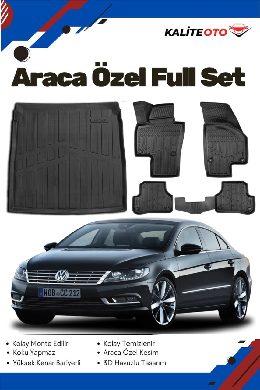 Volkswagen Passat Cc 2008-2009-2010-2011-2012 Model Yumuşak Paspas+bagaj Havuzu Seti