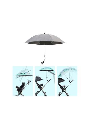 Suntek Bebek Arabası Şemsiyesi Kelepçeli Seyahat Yaz Gri Gri