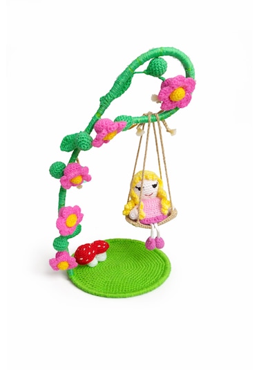 Çiçekli Salıncakta Amigurumi Bebek Özel Tasarım Hediye 0