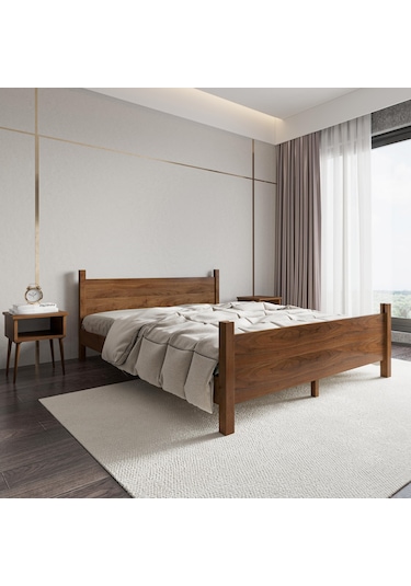 Melodi Model Ceviz Renk Çam Ahşap Karyola-123 150 x 200 CM