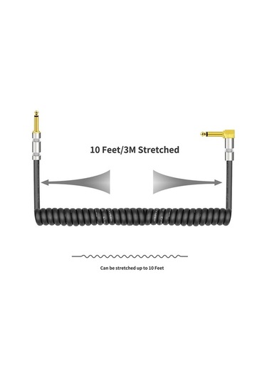 Flybuy Ts Pu Profesyonel Maiyame Konnektörlü, Kıvrımlı Kaplama Kablosu Kablo İçin Gitar/bas Gitar Esnek Elektro Altın 3m 1/4 - Tg
