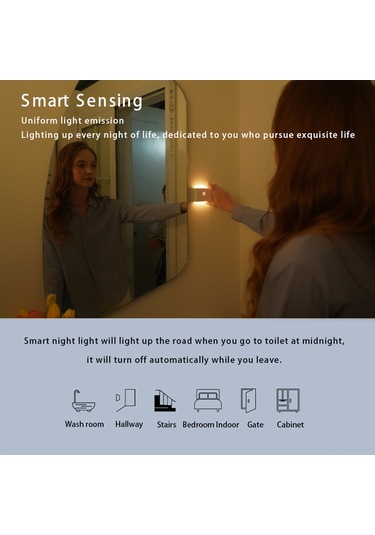 Kangvka Led Akıllı Gece Lambası, İnsan Algılama Sensörlü, Type-c Şarjlı, Kablosuz Manyetik Tutuş, Dairesel Lens - 1 Adet Çok Renkli