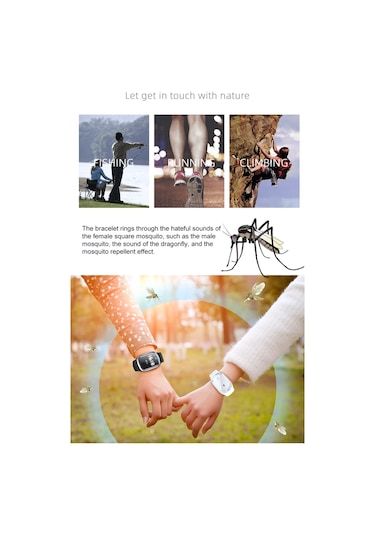 Aubyhe M2 Ultrasonik Kovucu Bileklik, Saat Fonksiyonlu, Çocuk-yetişkin-hamile Uygun, Siyah Silikon Metal, 7 Gün Kullanim Süresi