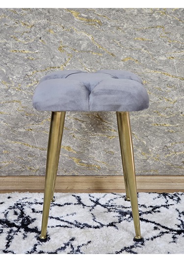 Kare Gold Kaplama Konik Ayaklı Tabure - Oturak - Bar Taburesi - A Çok Renkli