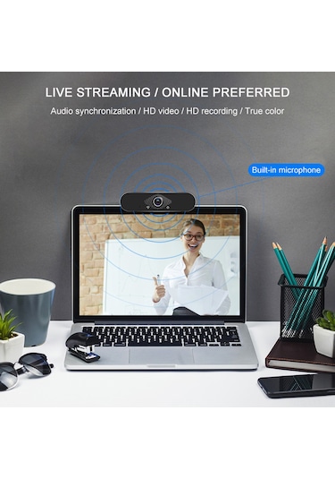 Youtek 1080p Full Hd Usb Webcam, Mikrofonlu Dijital Kamer, Video Konferans/online Ders İçin, Masaüstü Ve Dizüstü Bilgisayara Uyumlu, Plug & Play