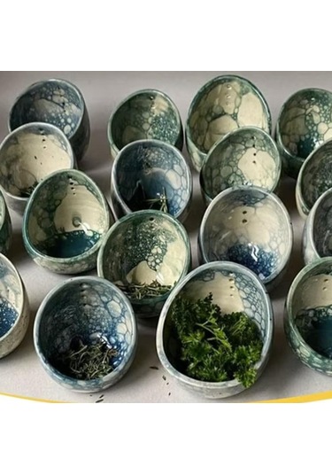 Homyl Seramik Soyucu Kase Farklı Yuvarlak Delik Boyutları Sebze Mavi