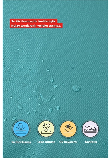 4'lı Sandalye Minderi Su İtici Kumaş 40x40 Cm Sünger Sandalye Minderi Bağcıklı Mavi