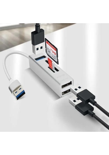 Apera BN07 Notebook ve PC İçin 5 in 1 Alüminyum USB 5GBPS 3.0 Çokoklayıcı Hafıza Kartı Okuyucu