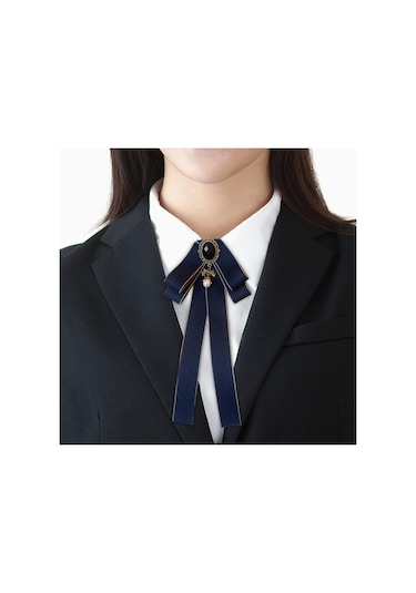 Homyl Şerit Papyon Broş Boyun Kravat Kokteyller Parti Mezuniyet Koyu Mavi