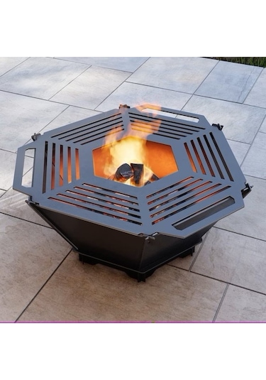 Altıgen Ateş Çukuru Ve Portatif Mangal Desenli Dekoratif