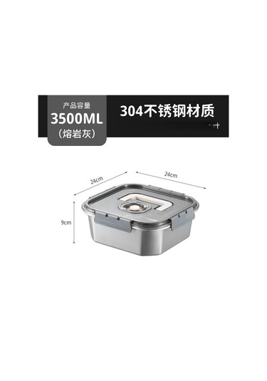 Suntek Meyve Saklama Kutusu Gıda Sızdırmazlık Piknik Parti 3500ml-24x24x9cm Gri