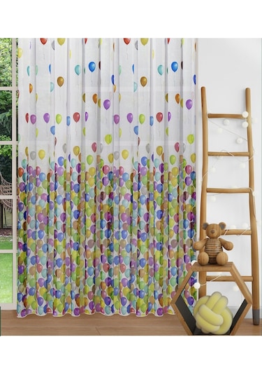 Caserta Home Zepplin Renkli Balon Çocuk Odası Tül Perde