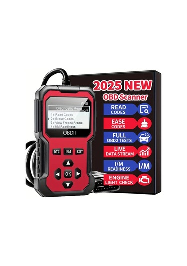 Boatshop1 V410 Obd2 Tarayıcı Teşhis Aracı Kırmızı Tek Boyut Arabalar Kamyonlar 1996 Motor Işık Kontrol Pil Gerilim Testi Gerçek Zamanlı Veri Akışı