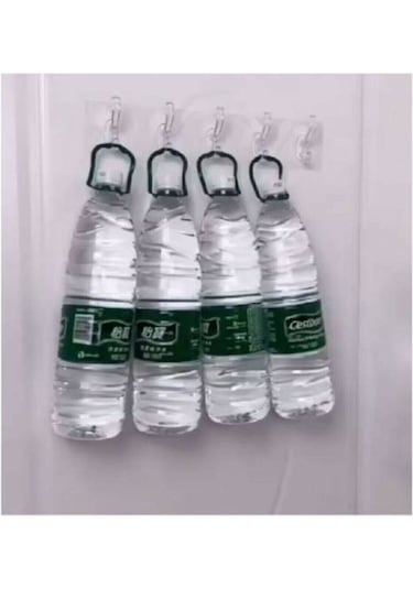 2 Adet Kendinden Yapışkanlı Güçlü Şeffaf 5li Askılık - Kapı Arkası Mutfak Duvar Banyo