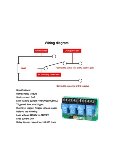 Ebitda 4 Kanal Röle Modülü 30a 5v/12v/24v Ac/dc Yük Kapasitesi Iot Ev Otomasyon