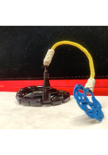 Siyah Sedefli Sıkma Kehribar Tesbih