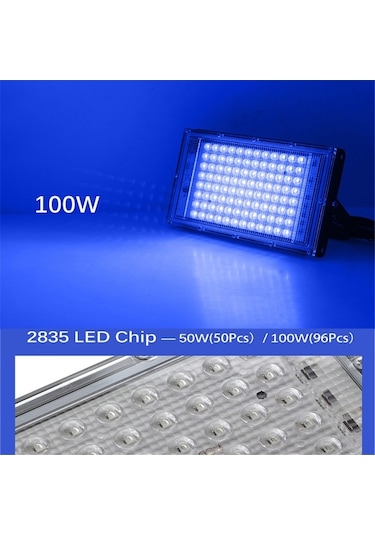 Ulzyvf 1 Adet 50w/100w Led Mor Işık 395nm Rgb Su Geçirmez Ip65 Dış Mekan Projektörü RGB