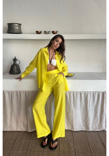 The İstanbul Gömlek - Pantolon Takım - Sarı Sarı