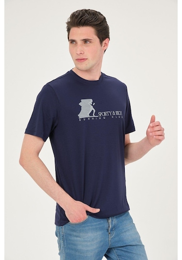 Rich Erkek Basic T-shirt Tşört Lacivert