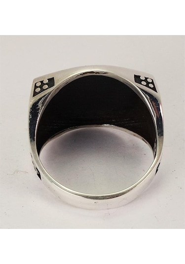 Vog Otantik Selçuklu Motifli Yeşil Mineli 925 Ayar Gümüş Erkek Yüzük