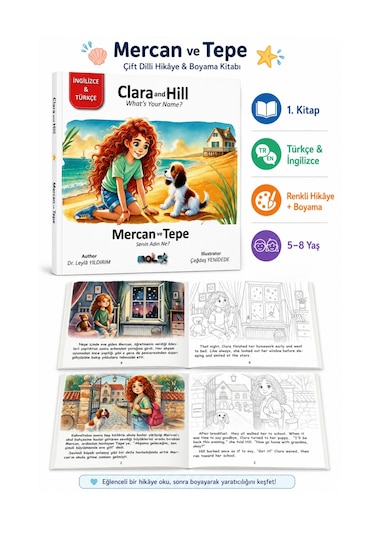 Mercan Ve Tepe 5 Kitap Seti - Türkçe İngilizce Hikaye Ve Boyama Kitabı