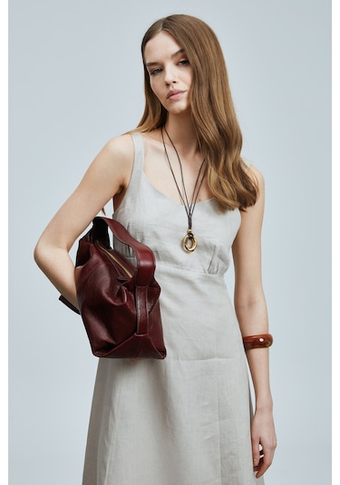 Lufian Selene Kadın Askılı Keten Elbise Bej Bej 121290015100550 Bej