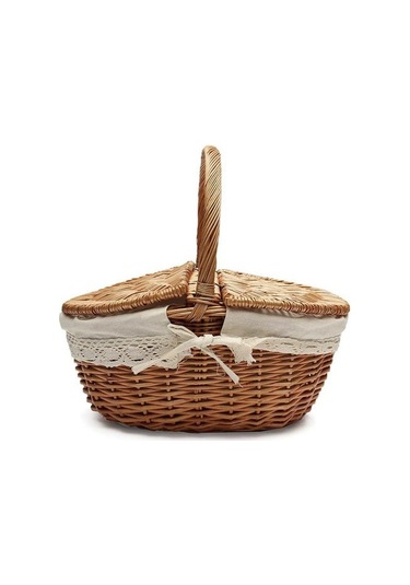 Handwoven Rattan Keten Bez Açık Piknik Sepeti Sepet Kamp Bağbozumu Depolama Sepeti Alışveriş Tutucu Kapak Gıda Konteyner İle Piknik Çantaları 2