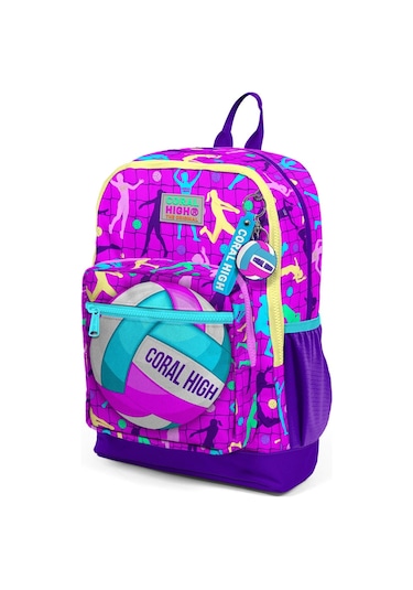 Coral High Kids Pembe Mor Voleybol Desenli Okul Sırt Çantası 23761
