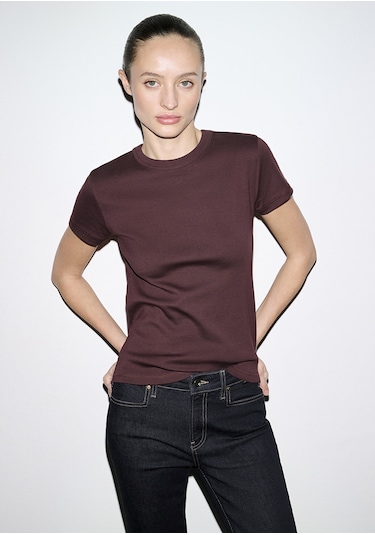 Mavi - Bordo Basic Tişört 1614065-70223 Bordo