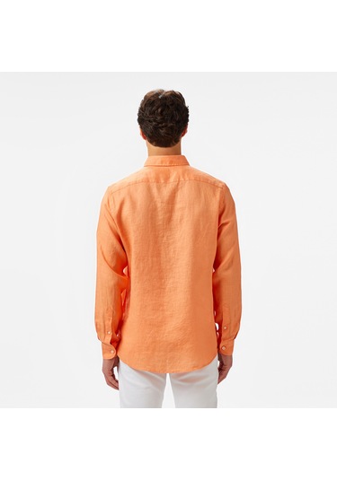Nautica Erkek Turuncu Classic Fit Keten Gömlek Düz W55101t Turuncu