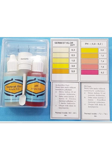 Su Test Analiz Sıvısı Ph Analiz Kiti ve Serbest Klor Test Kiti