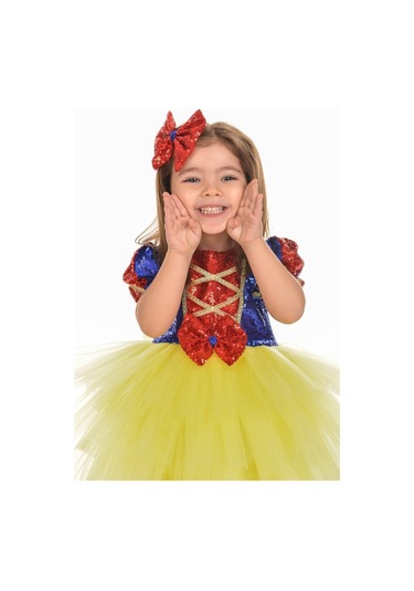 Pamuk Prenses Pul Payet Tütülü Kız Çocuk Parti Elbisesi