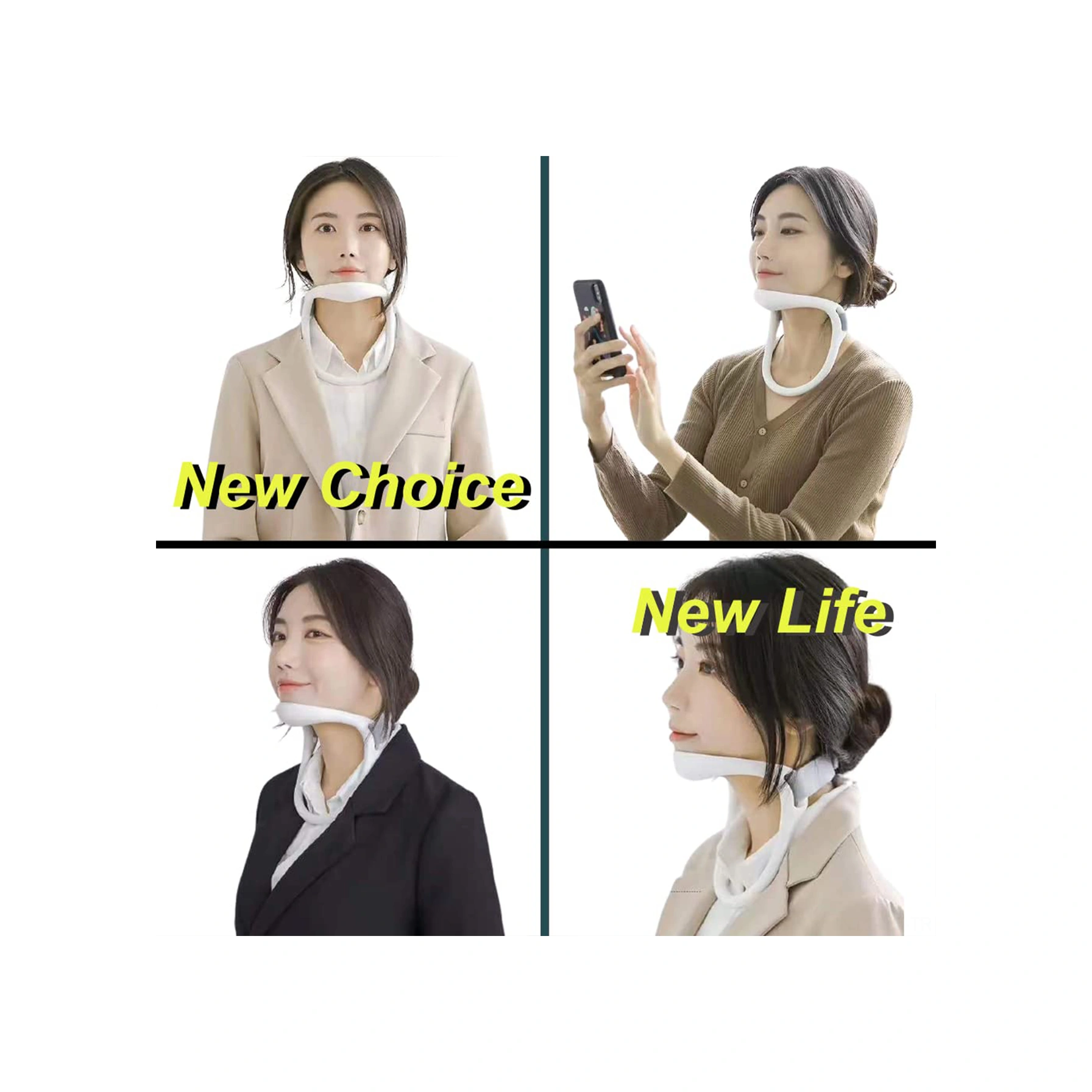 Yunboo Boyun Ağrısı Alıcı Spinal Dekompresyon Ve Dik Duruş Düzeltici Pp Malzeme Boyun Bracieri + Esnek Kayış 24x8 Cm, Tek Beden Beyaz