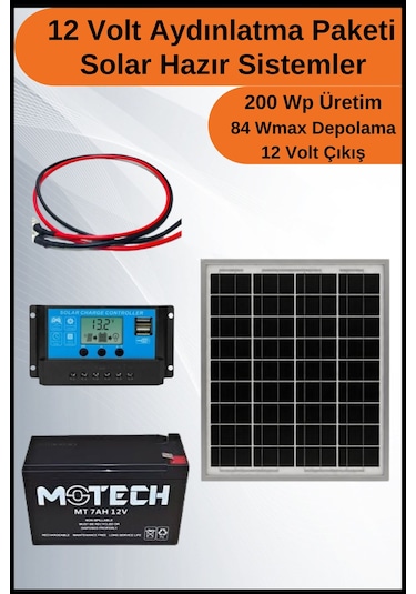 N&D Lighting Aydınlatma Short Mono Solar Paket 12 Volt-200wp
