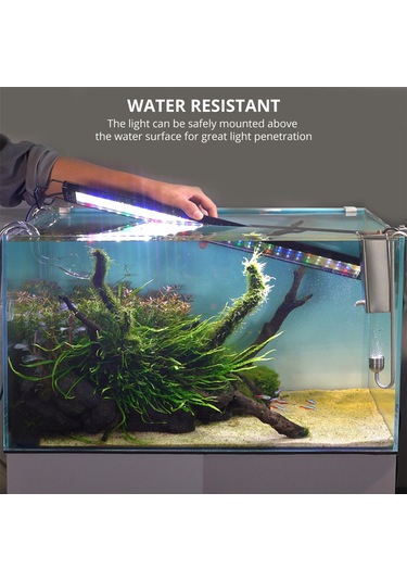 Symbee Akvaryum Işığı Su Geçirmez Ayarı 10 Seviye Işık Regülasyonu 3 Zamanlama Seçeneği Tam Spektrum 60 Led Topu 45-60cm 11w Euro Standartı Siyah