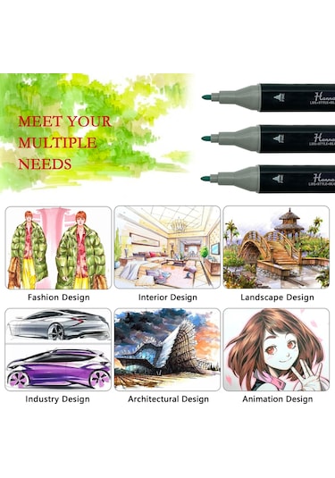 Hannah 48 Parça Çantalı Çift Taraflı Marker Seti