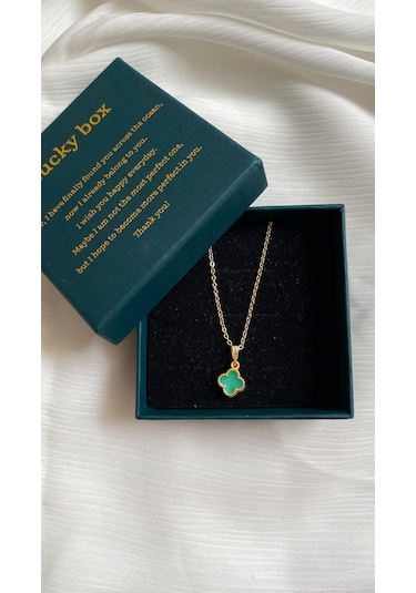 İlknur Doğal Taş Evi Yeşil Yonca Kadın Kolye