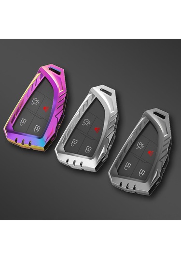 Geeksen Chevrolet 2021-2022 Model 3/4/5/6 Tuşlu Akıllı Anahtar İçin Alüminyum Korumalı Kılıf Gri Anahtar Zinciri İçerir