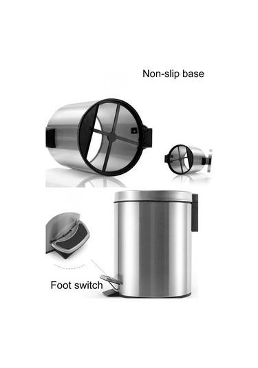 Sones Moda Yuvarlak Paslanmaz Çelik Ev Otel Ofis Kapalı Pedal Çöp Kutusu, Boyut: 5l Çelik Rengi Çelik